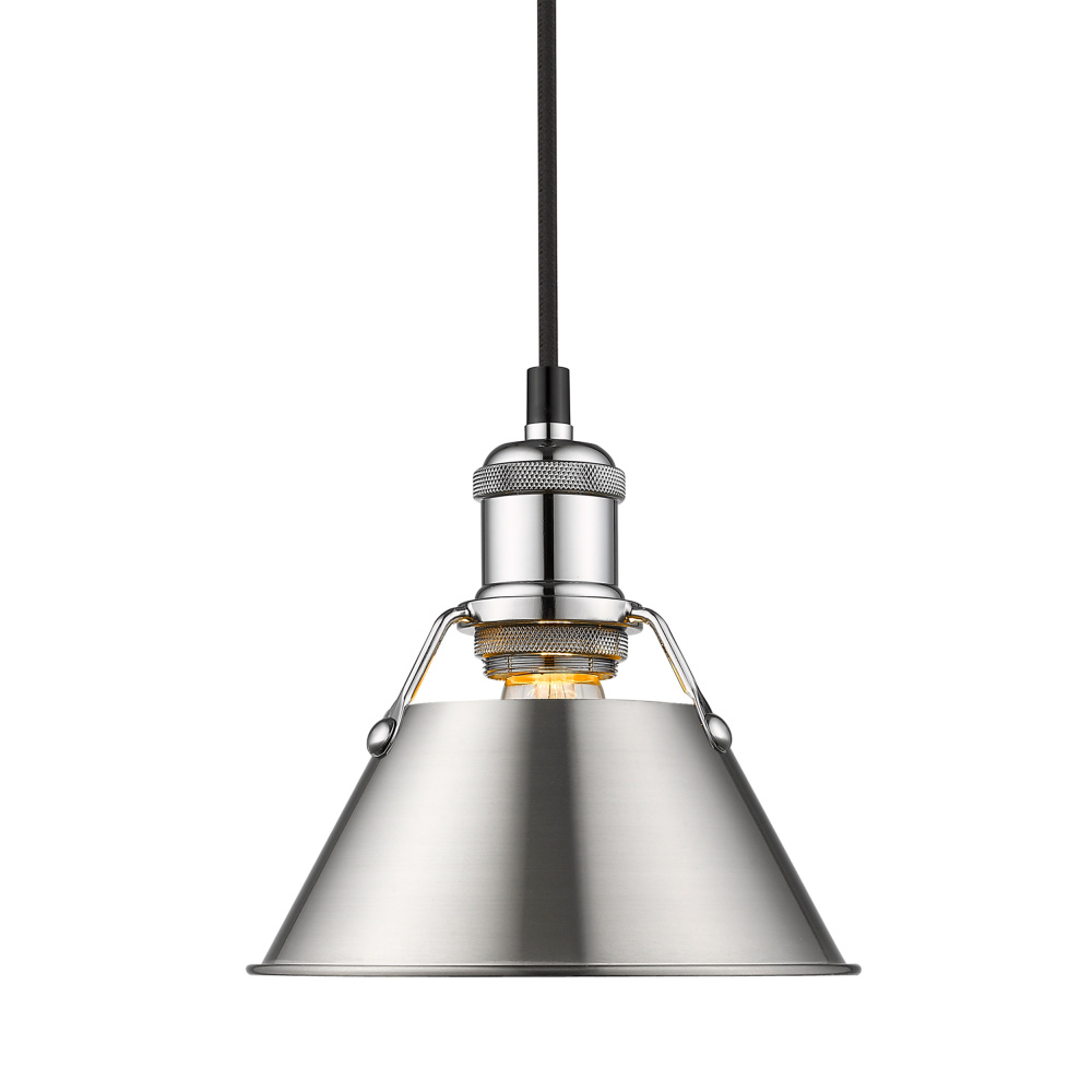 Yep by Golden Lighting Orwell 1-light 8in Pendant in Chrome and Pewter shade